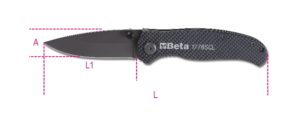 Premiumszerszamok.hu | Beta szerszám | 1778SCL Behajtható pengéjű kés soft carbon look kivitel penge edzett acélból tokkal szállítva